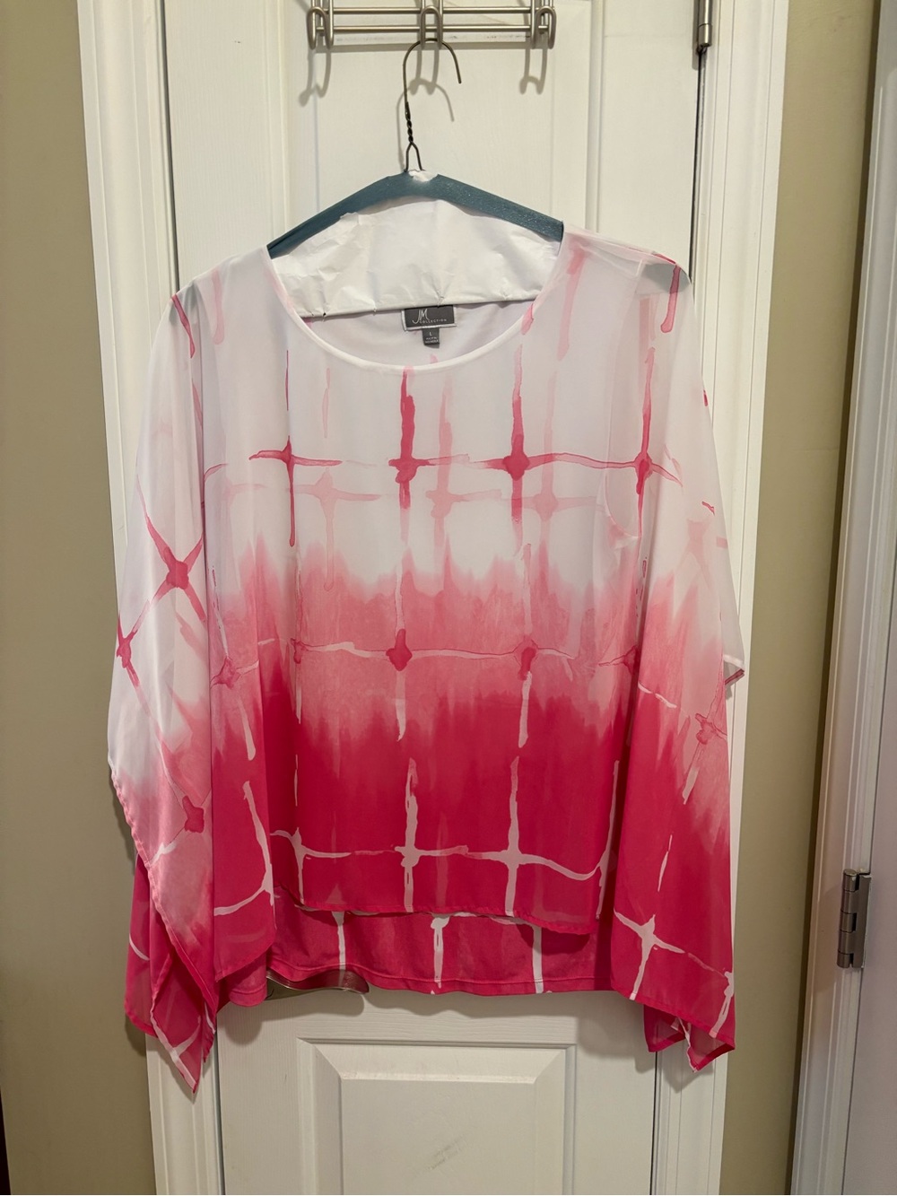 JM Collection Pink Ombre Sheer Grid-Print Tunic